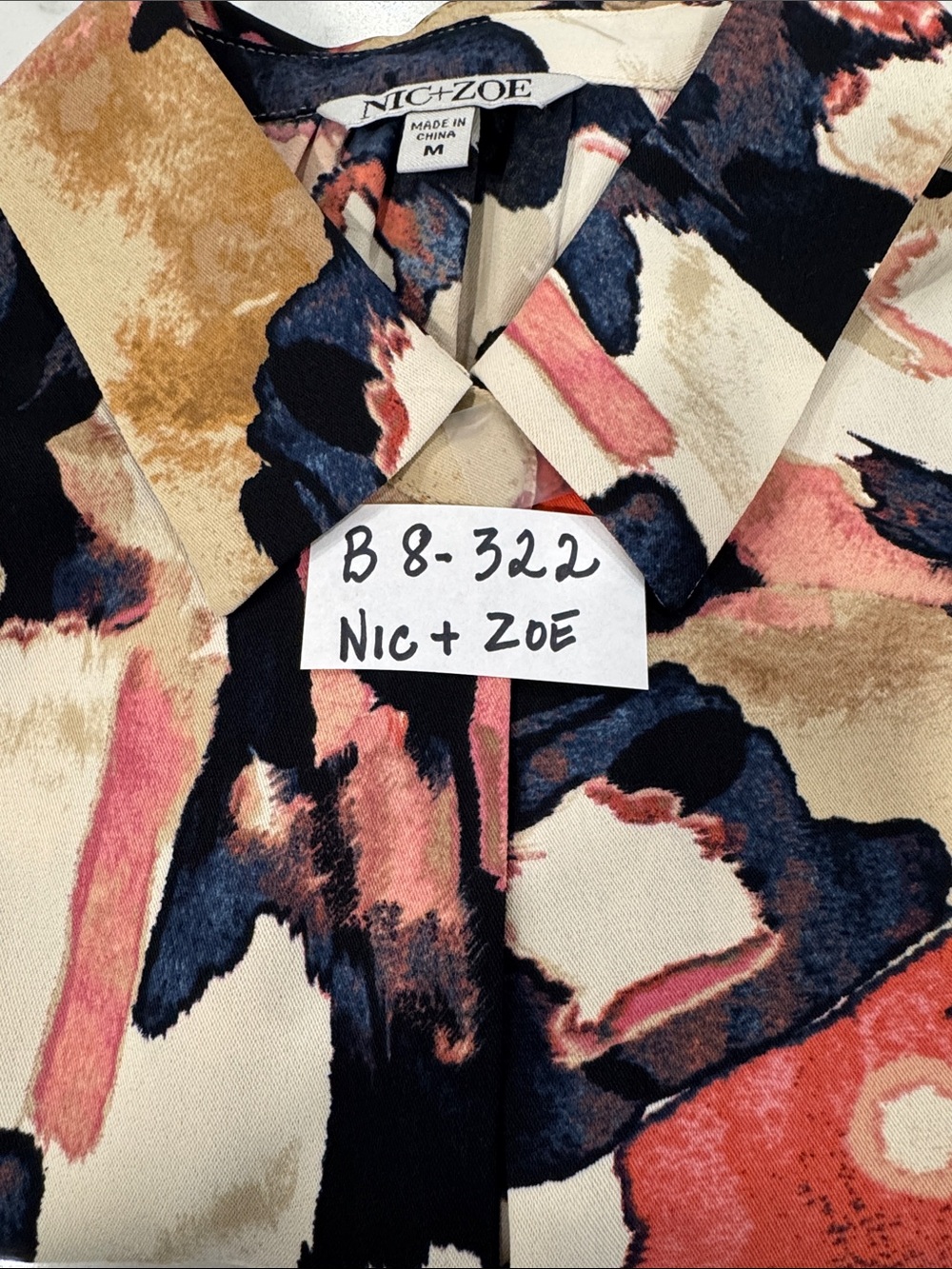 NIC + ZOE multi colored abstract poly blouse, Medium, - Picture 13 of 13
